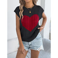Women’s Heart Color Block Knit Top – Casual Sleeveless Valentine Tank