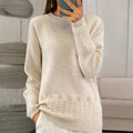 Women's Solid Color 3D Floral Embroidered Sweater
