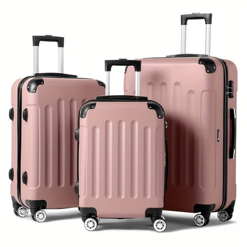 Juego de maletas rígidas de 3 piezas con cerradura TSA – Ruedas giratorias de 360° de 20/24/28 pulgadas