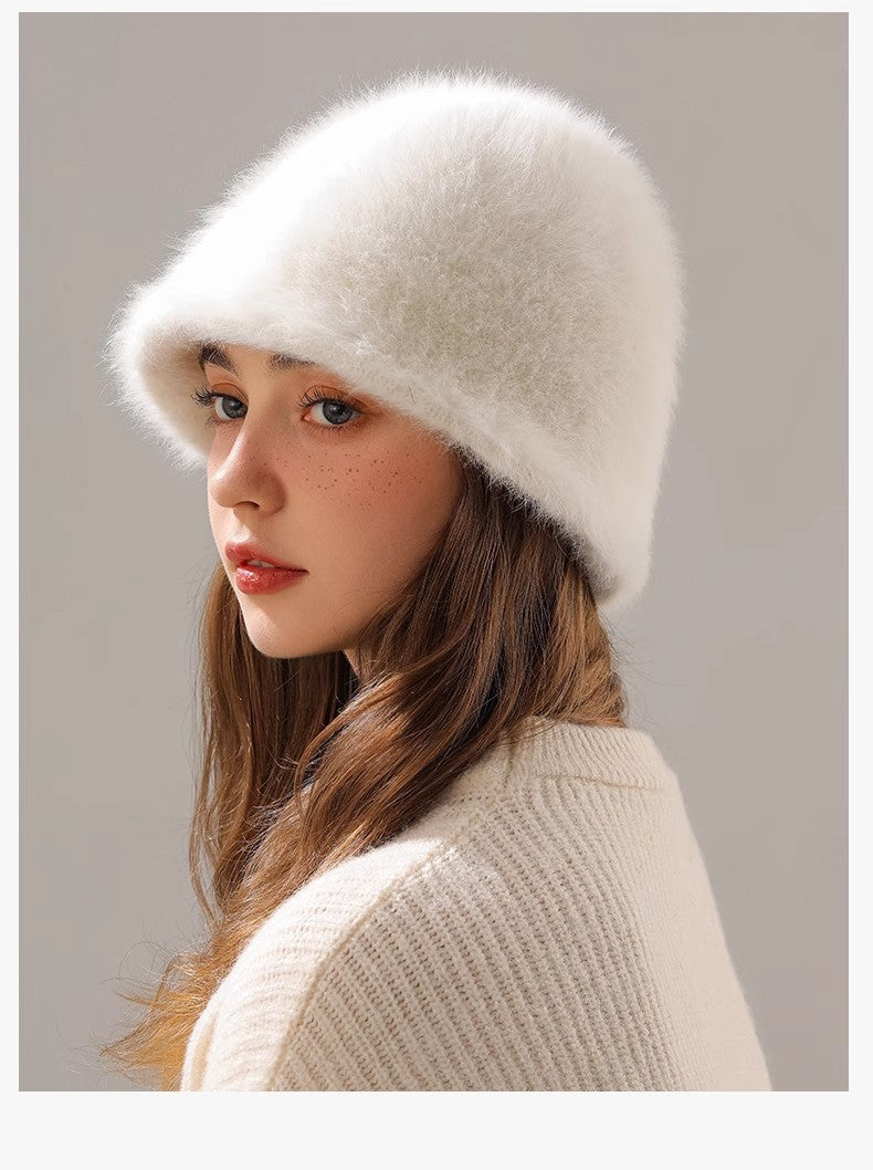 Women’s Real Rabbit Plush Hat – Big Head Circumference Warm Winter Hat