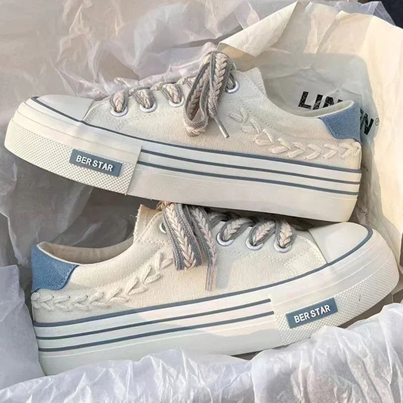 Women’s Platform Canvas Chunky Sneakers – Height Increasing Trainers