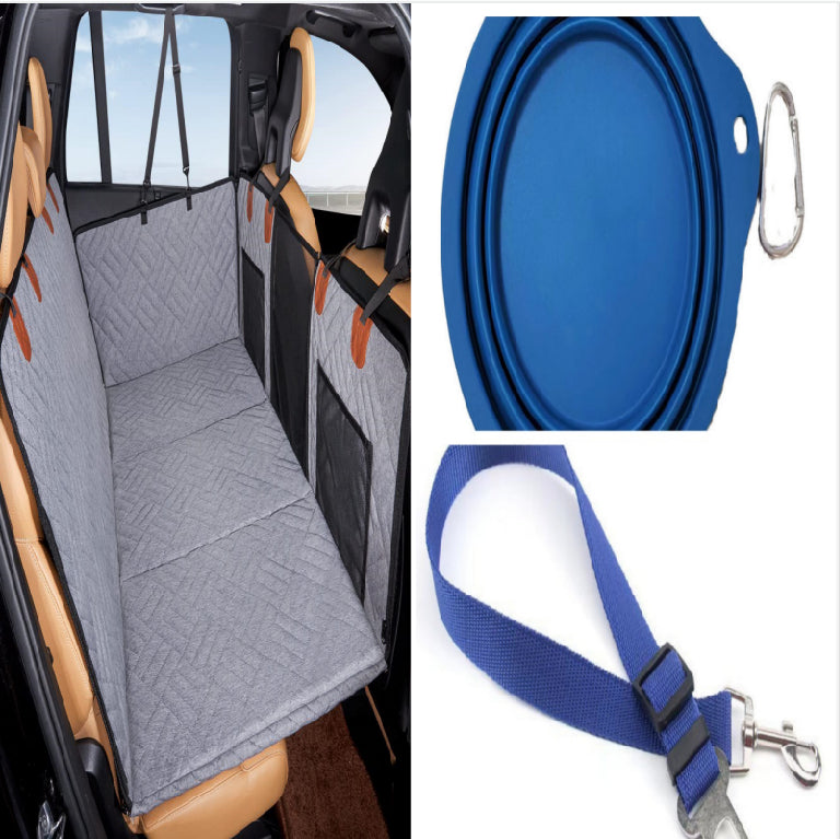 Cojín Impermeable para Asiento de Coche para Mascotas — Negro y Gris, Individual y Juegos de Paquetes