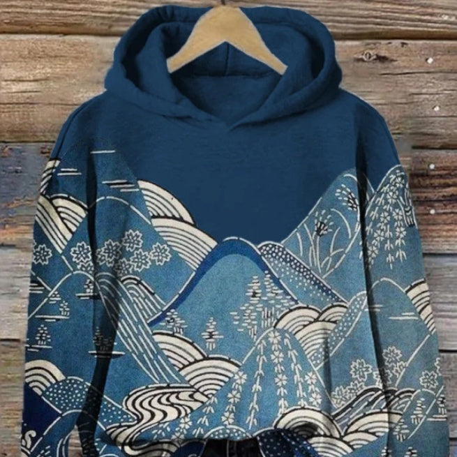 Women’s Printed Hooded Long Sleeve Pullover Sweatshirt