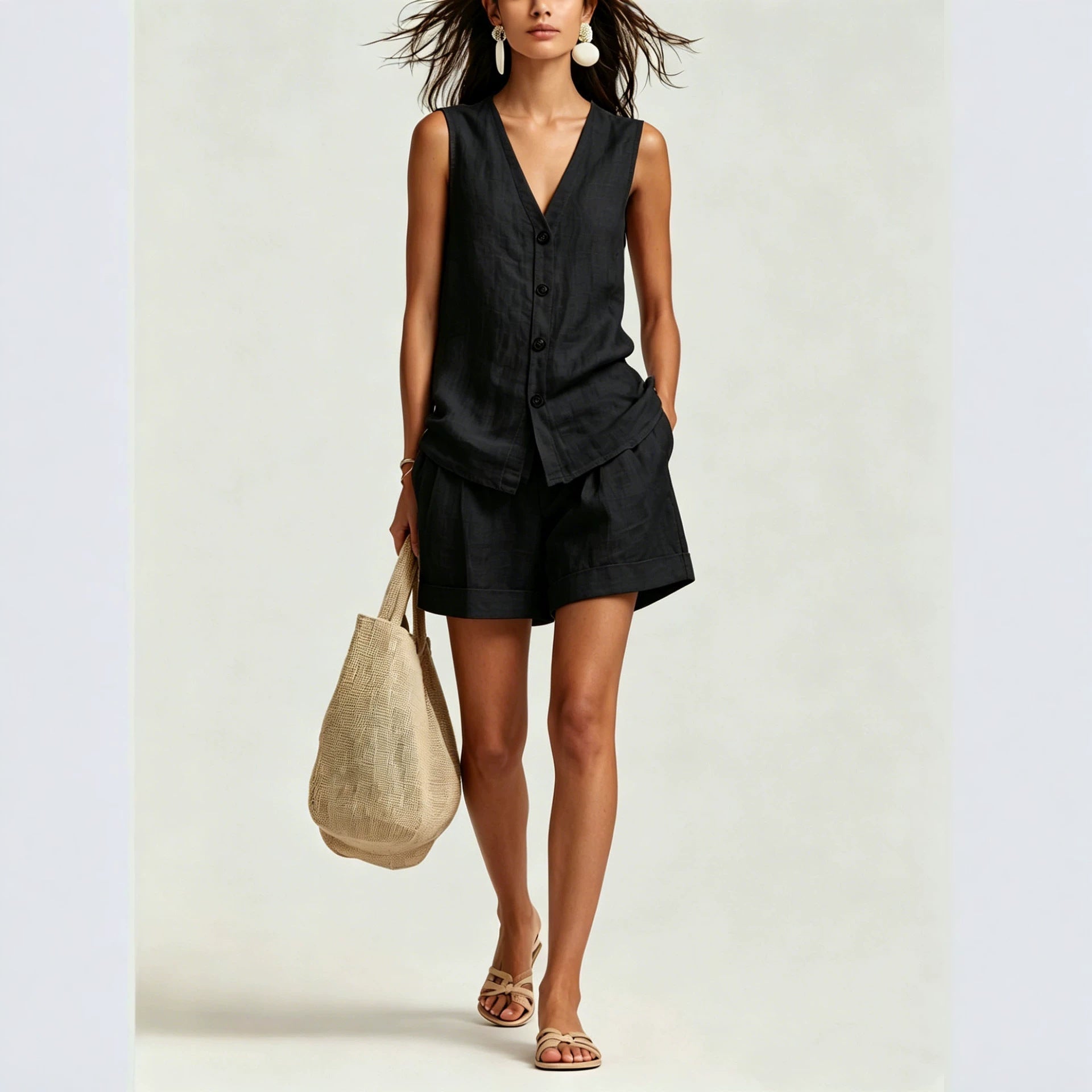 Women's Sleeveless Vest Top & Shorts Set