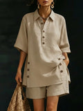 Short-Sleeve Shirt & Loose Pants Two-Piece Set – 4 Colors, S–5XL