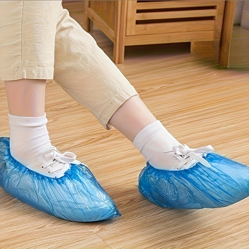 Paquete de 100: Cubrezapatos de plástico desechables – Impermeables y antideslizantes