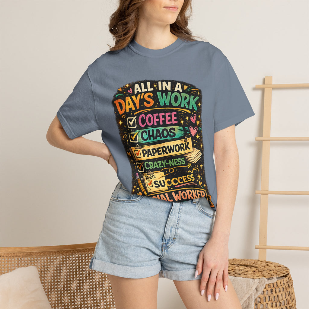 Social Worker T-Shirt — "All In a Day's Work" Checklist Tee