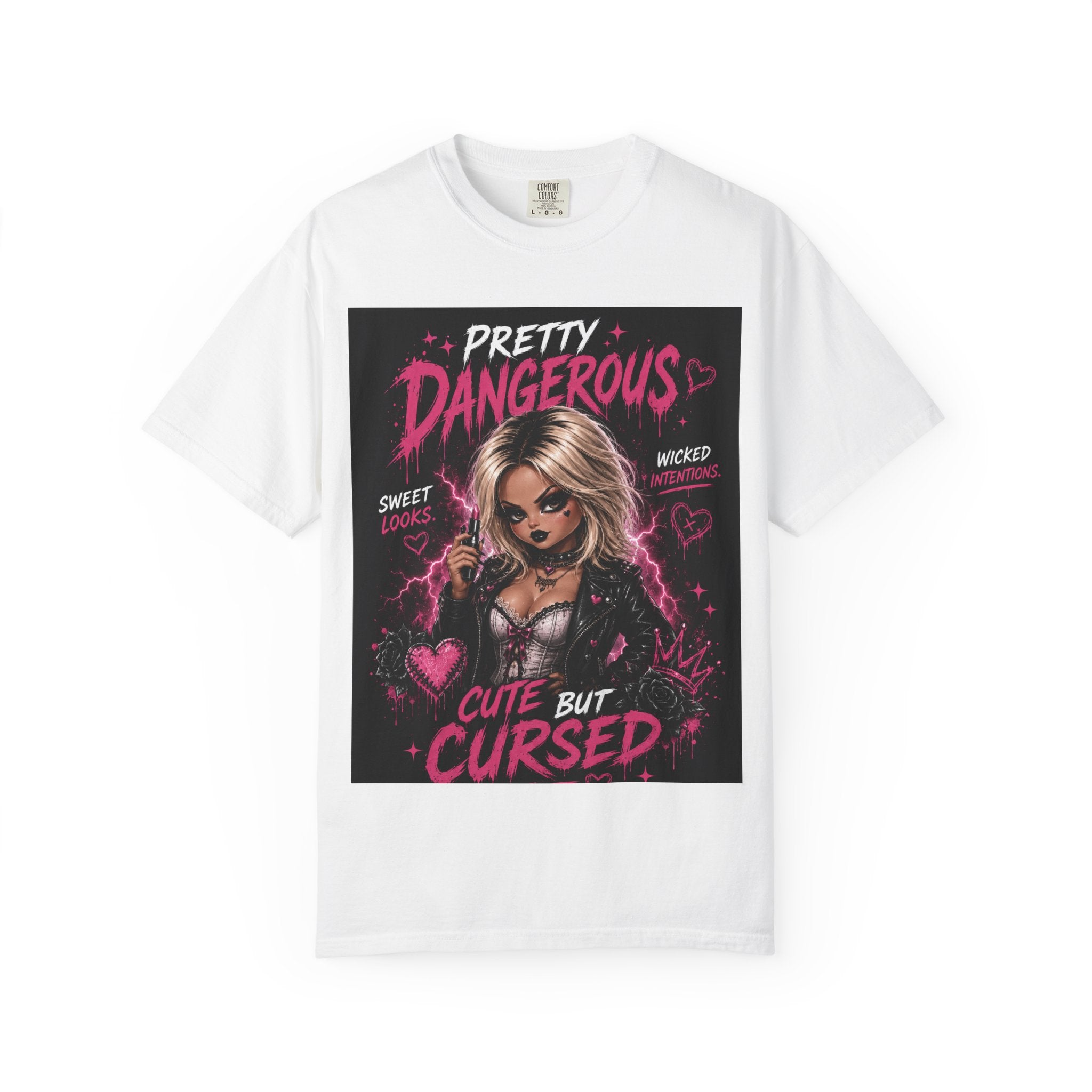 Camiseta Gráfica — Camiseta Gótica de San Valentín "Bastante Peligrosa / Linda Pero Maldita"