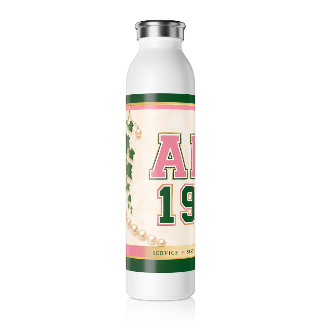 AKA 1908 Slim Water Bottle — Pink & Green Sorority Stainless Bottle