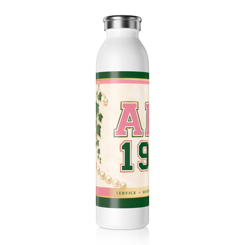 AKA 1908 Slim Water Bottle — Pink & Green Sorority Stainless Bottle