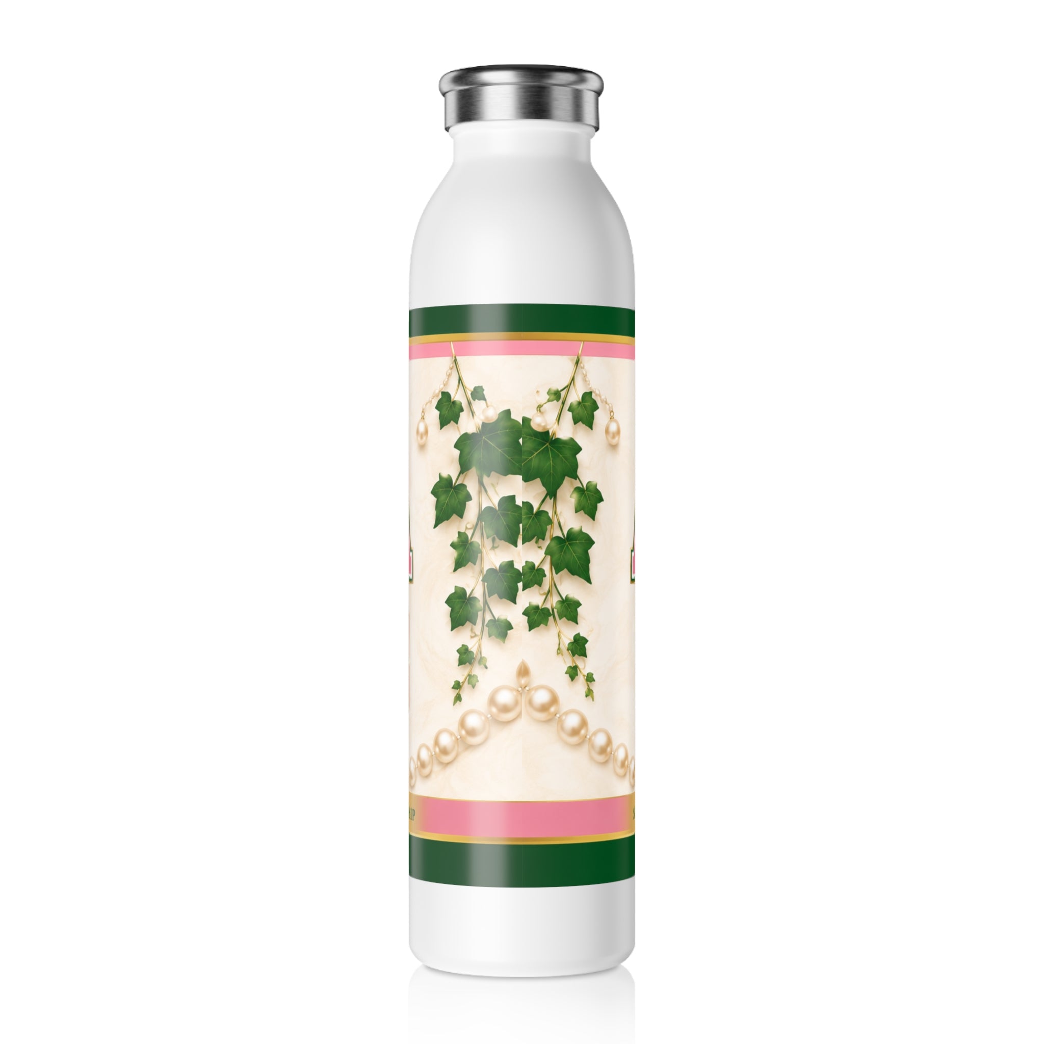 AKA 1908 Slim Water Bottle — Pink & Green Sorority Stainless Bottle