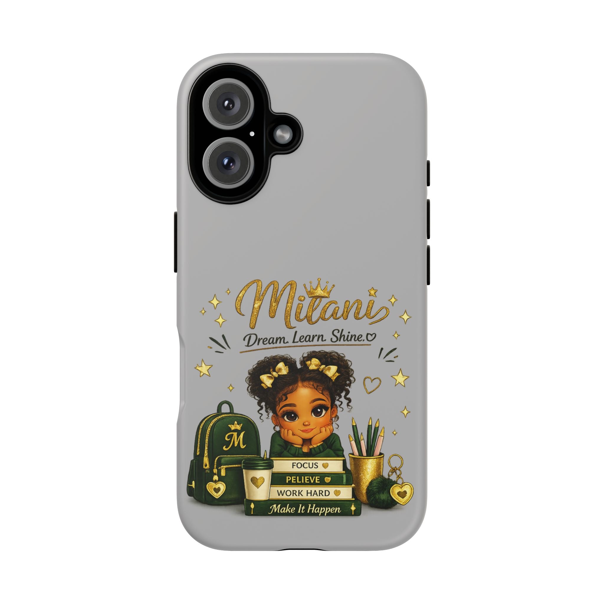 Personalized 'Dream, Learn, Shine' Tough Phone Case — Custom Name Girl Graduate Design