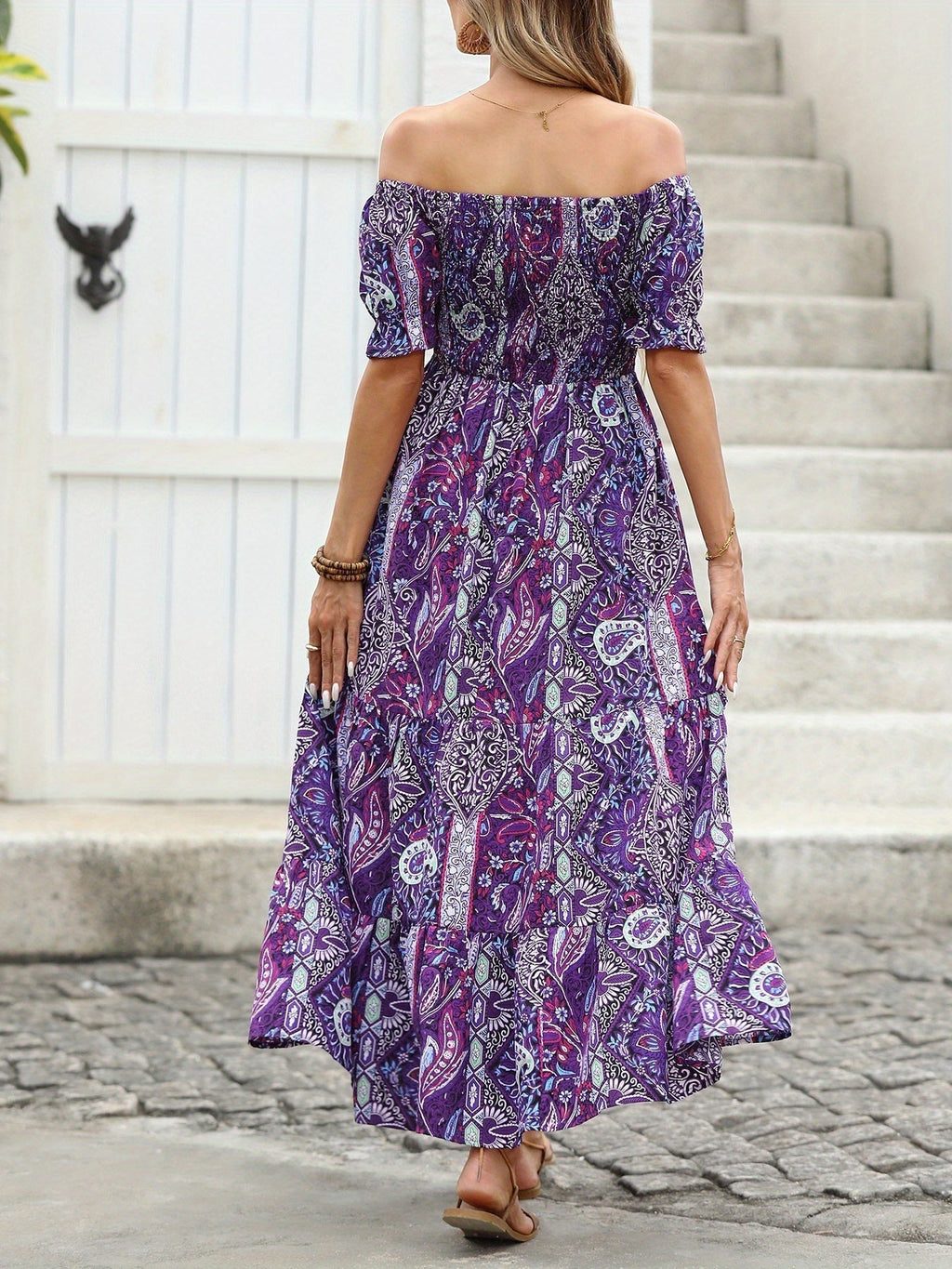 Women’s Paisley One‑Shoulder Maxi Dress