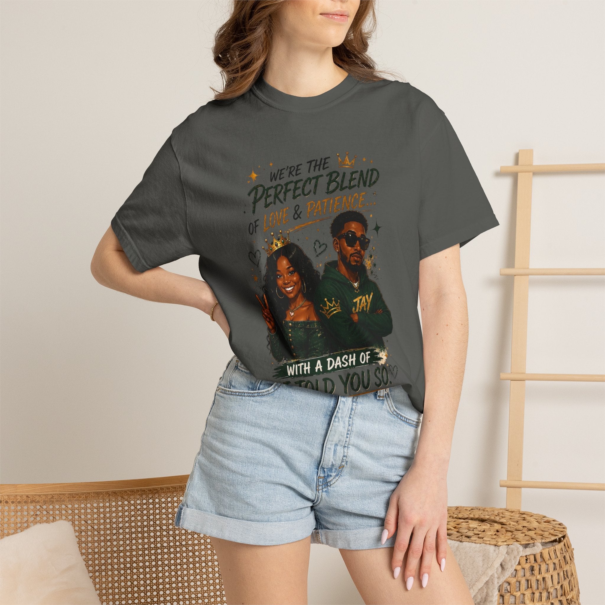 Couples T-Shirt — "Perfect Blend of Love & Patience" Graphic Tee