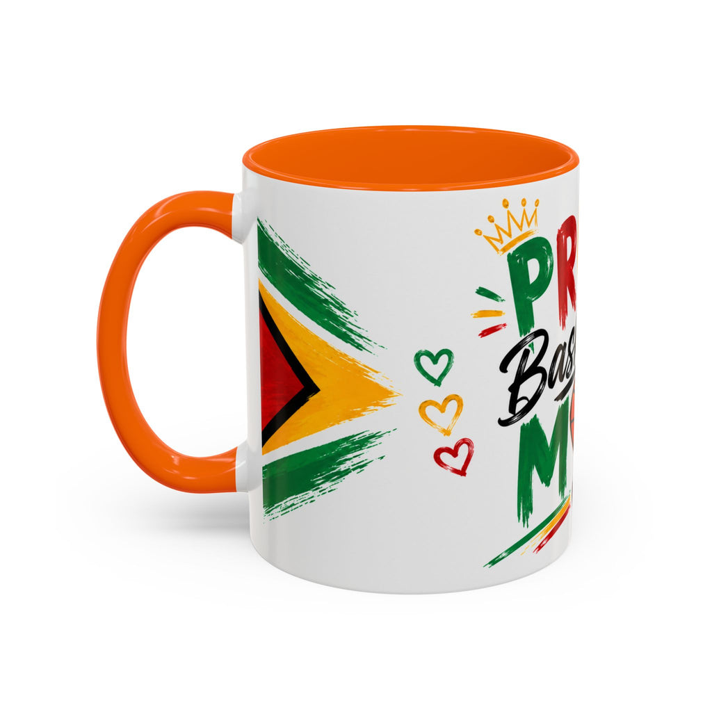 Proud Basketball Mom Accent Coffee Mug – Colorful Heart & Basketball Design (11/15oz)