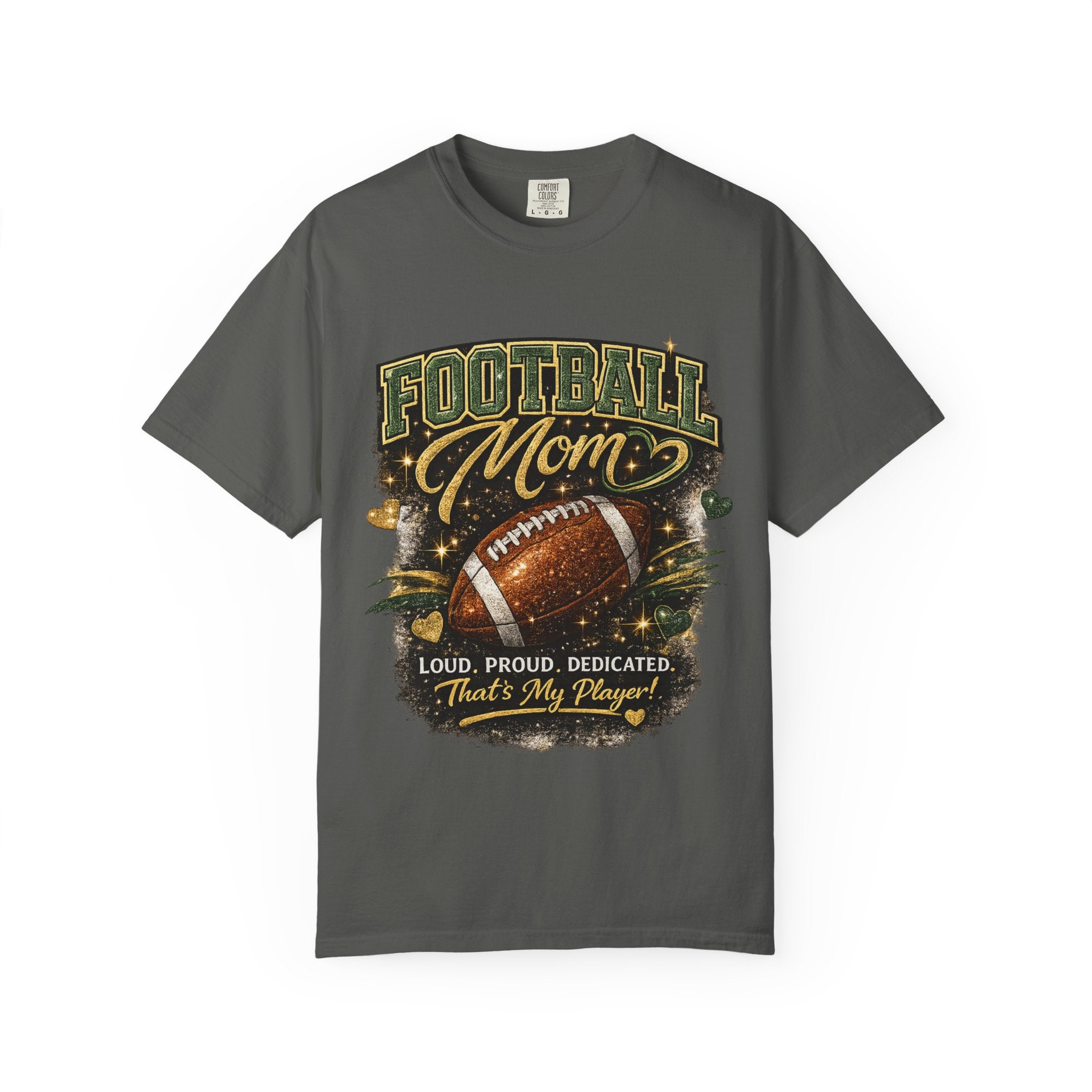 Camiseta de mamá de fútbol — Regalo de mamá de fútbol ruidosa, orgullosa y dedicada