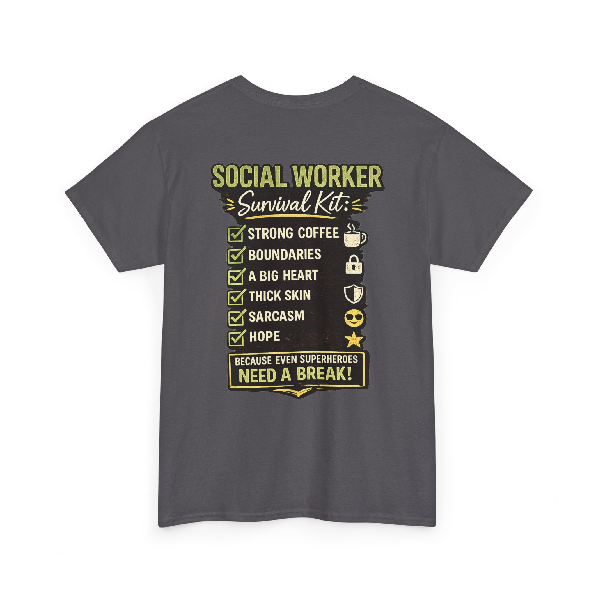 Social Worker T-Shirt – 'Social Worker: Part Detective, Part Therapist' Graphic Tee (Survival Kit Back)