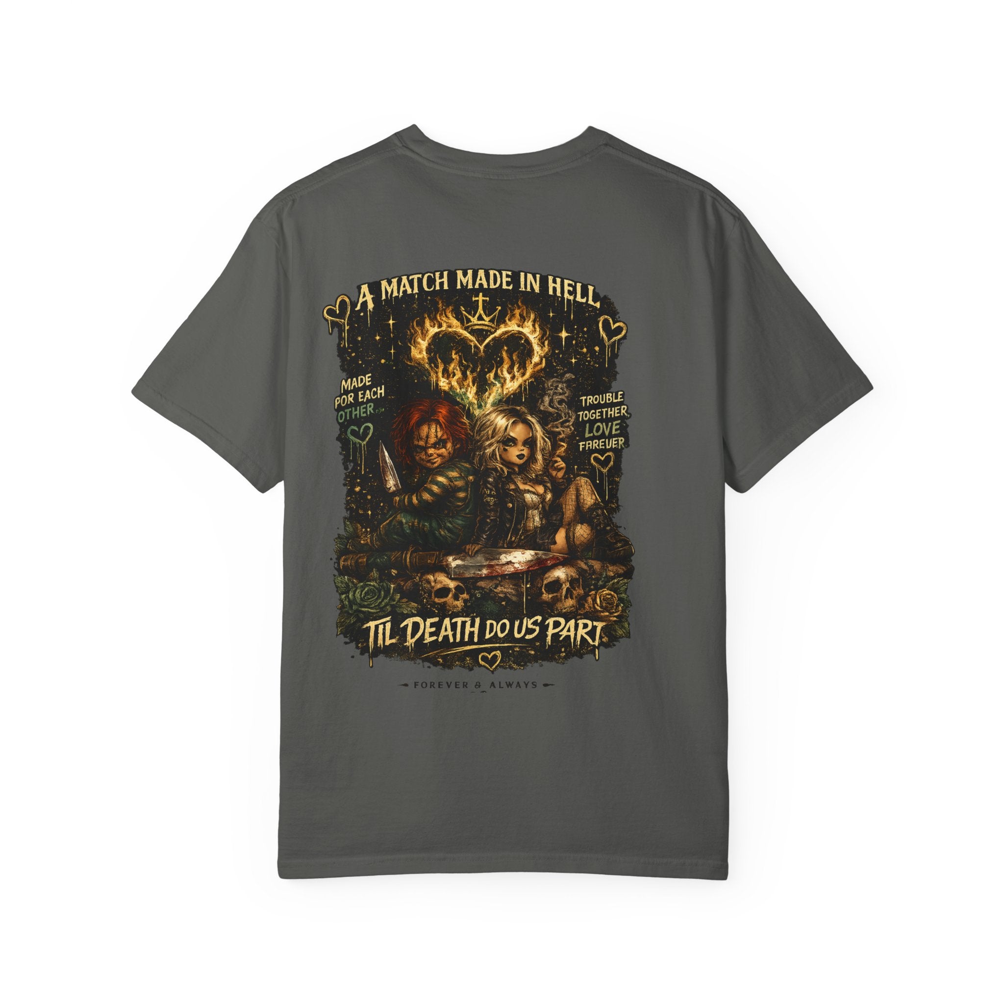 T-Shirt — "Ann & Ease: Dysfunctional But Devoted" Horror Couple Graphic Tee