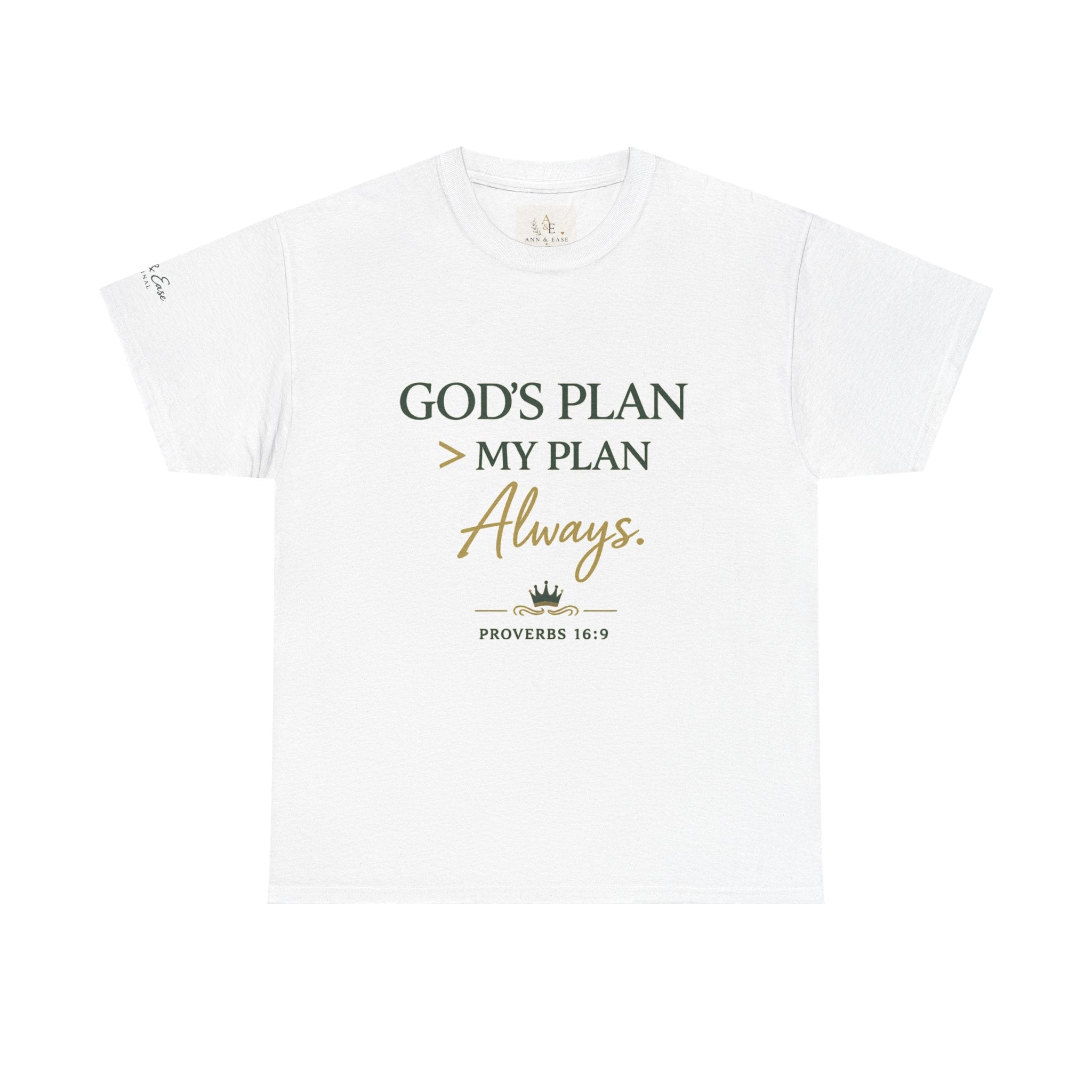 Camiseta Gráfica Cristiana — "El Plan de Dios > Mi Plan Siempre" Camiseta Cristiana Inspiradora