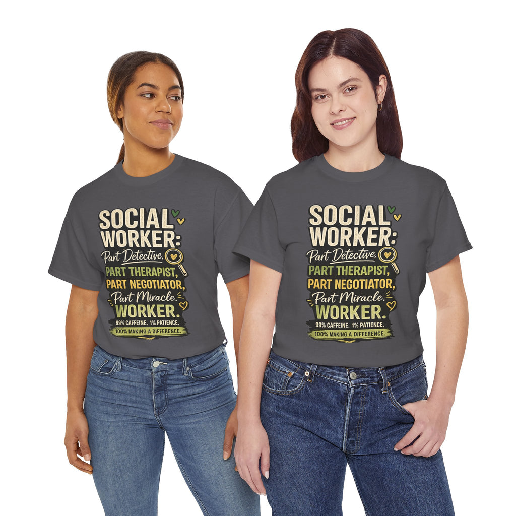 Social Worker T-Shirt – 'Social Worker: Part Detective, Part Therapist' Graphic Tee (Survival Kit Back)