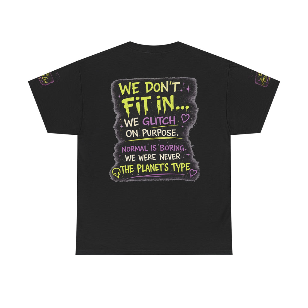 Glitch Squad Tee — "We Don't Fit In" Graphic T-Shirt