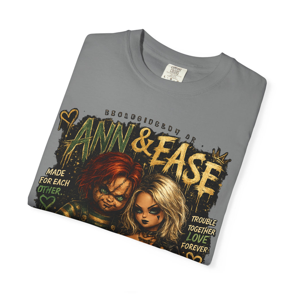 T-Shirt — "Ann & Ease: Dysfunctional But Devoted" Horror Couple Graphic Tee