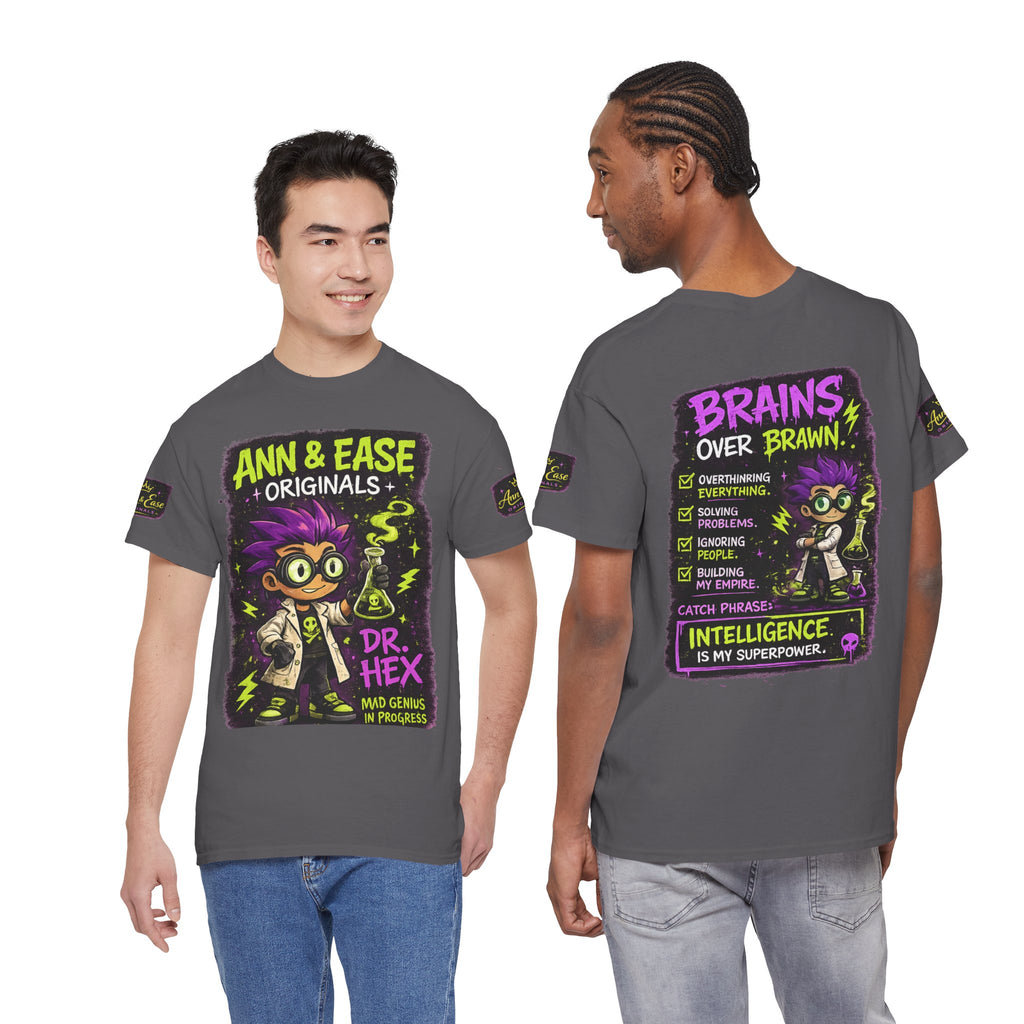 Dr. Hex Mad Scientist T-Shirt — 'Brains Over Brawn' Graphic Tee