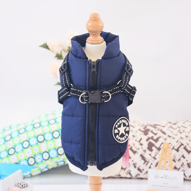 Abrigo impermeable para perro con arnés — 7 colores, tallas XS–4XL