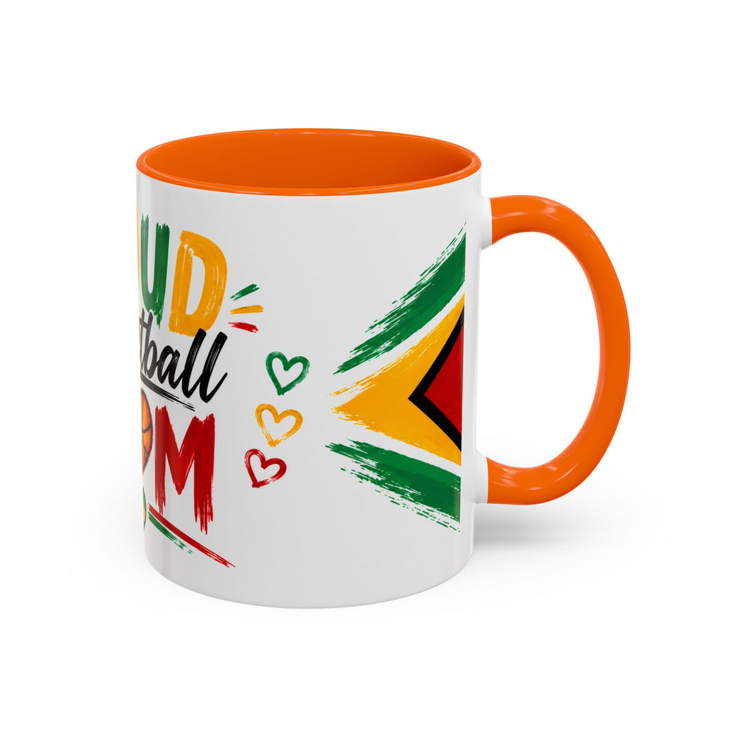 Proud Basketball Mom Accent Coffee Mug – Colorful Heart & Basketball Design (11/15oz)