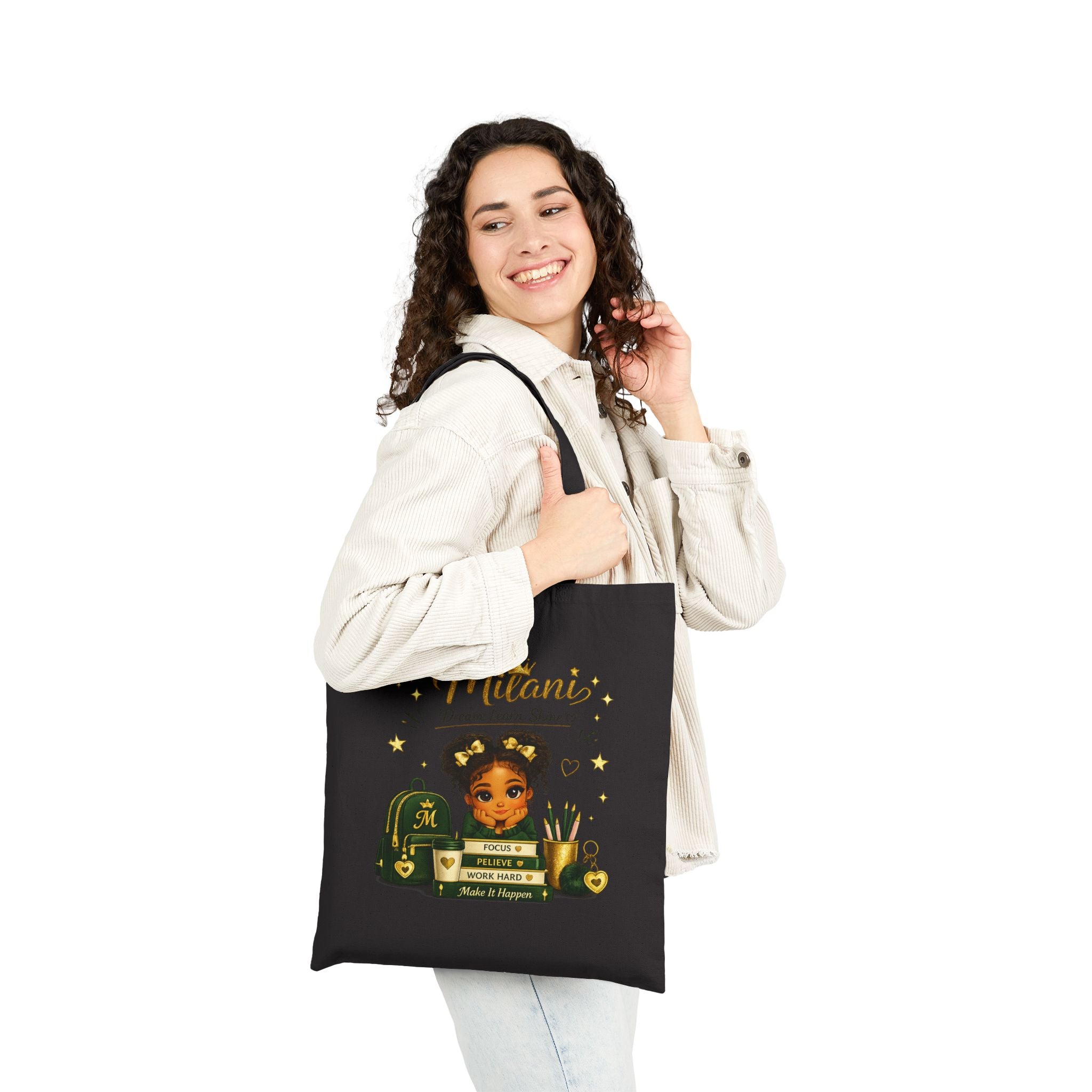 Tote Bag — "Little Girl With Big Dreams" Canvas Tote (Custom Name Mitani)