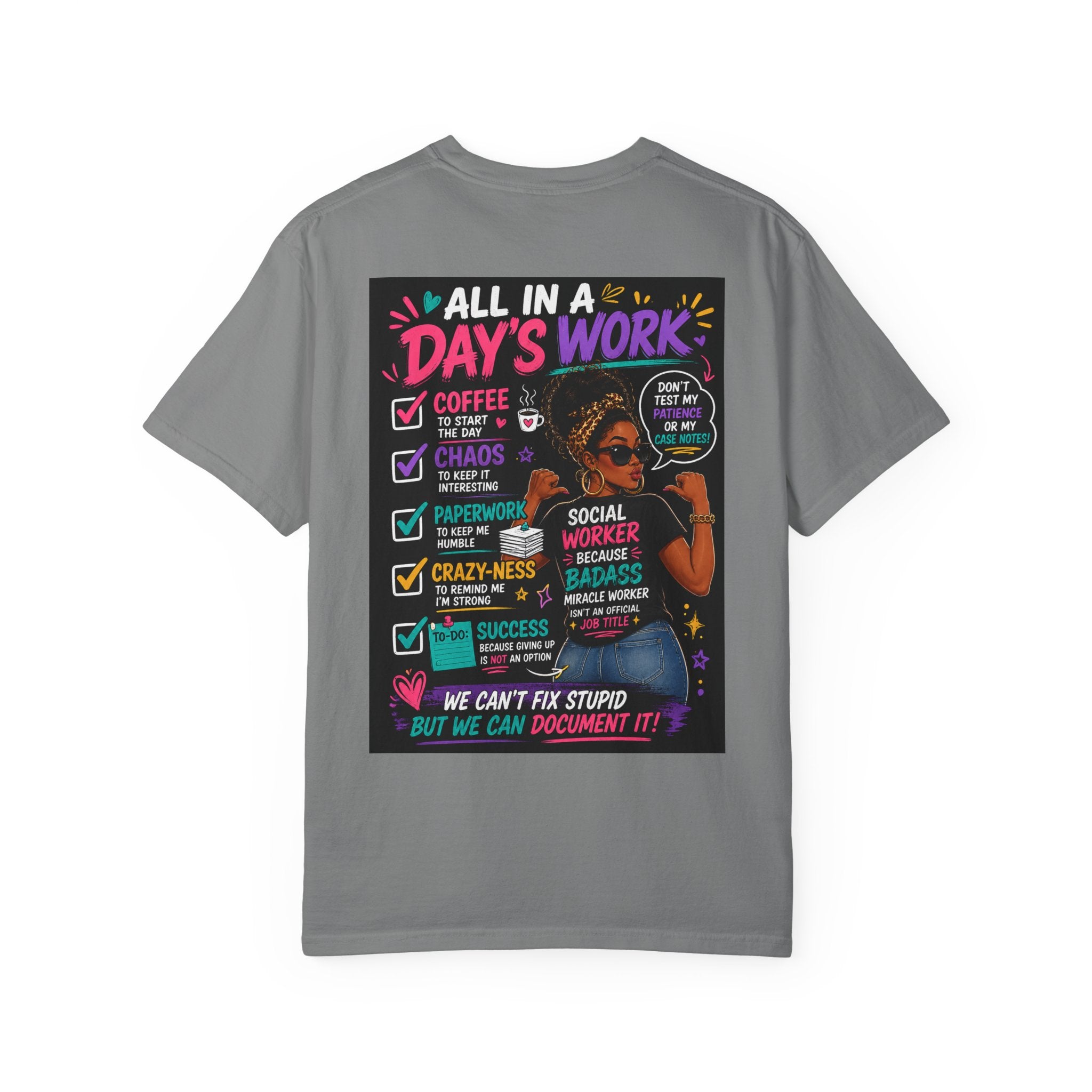 Social Worker T-Shirt — "All In a Day's Work" Checklist Tee