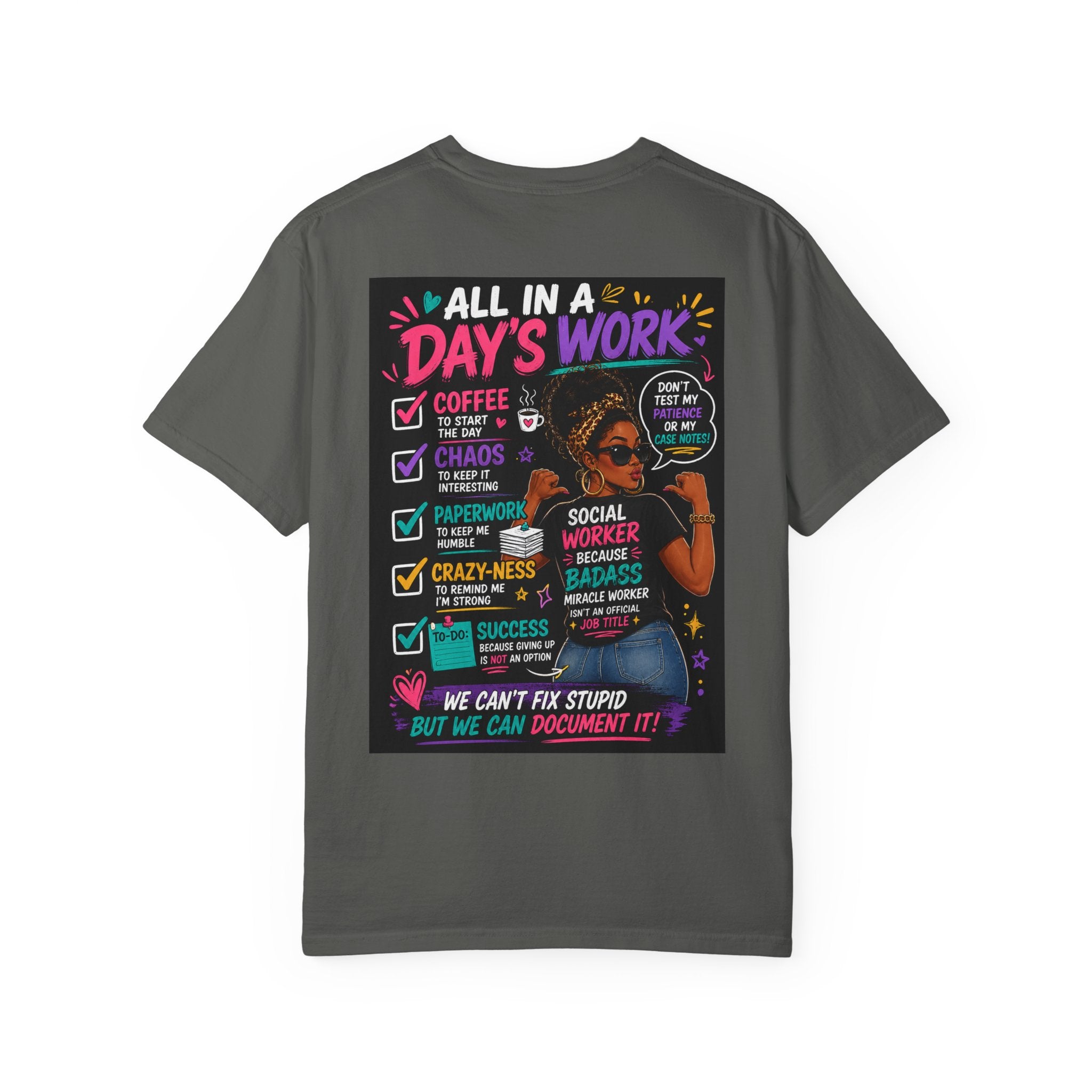Social Worker T-Shirt — "All In a Day's Work" Checklist Tee