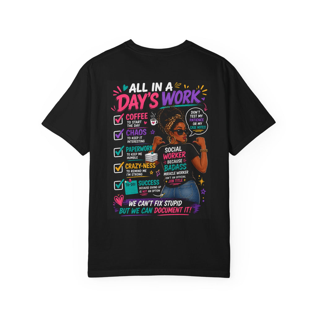 Social Worker T-Shirt — "All In a Day's Work" Checklist Tee