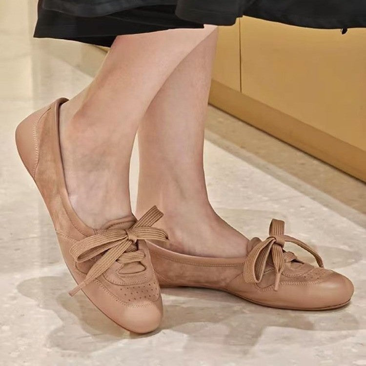 Women's Vintage Lace-Up Flat Ballet Loafers – Comfort Casual Flats