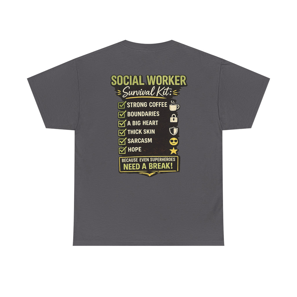 Social Worker T-Shirt – 'Social Worker: Part Detective, Part Therapist' Graphic Tee (Survival Kit Back)