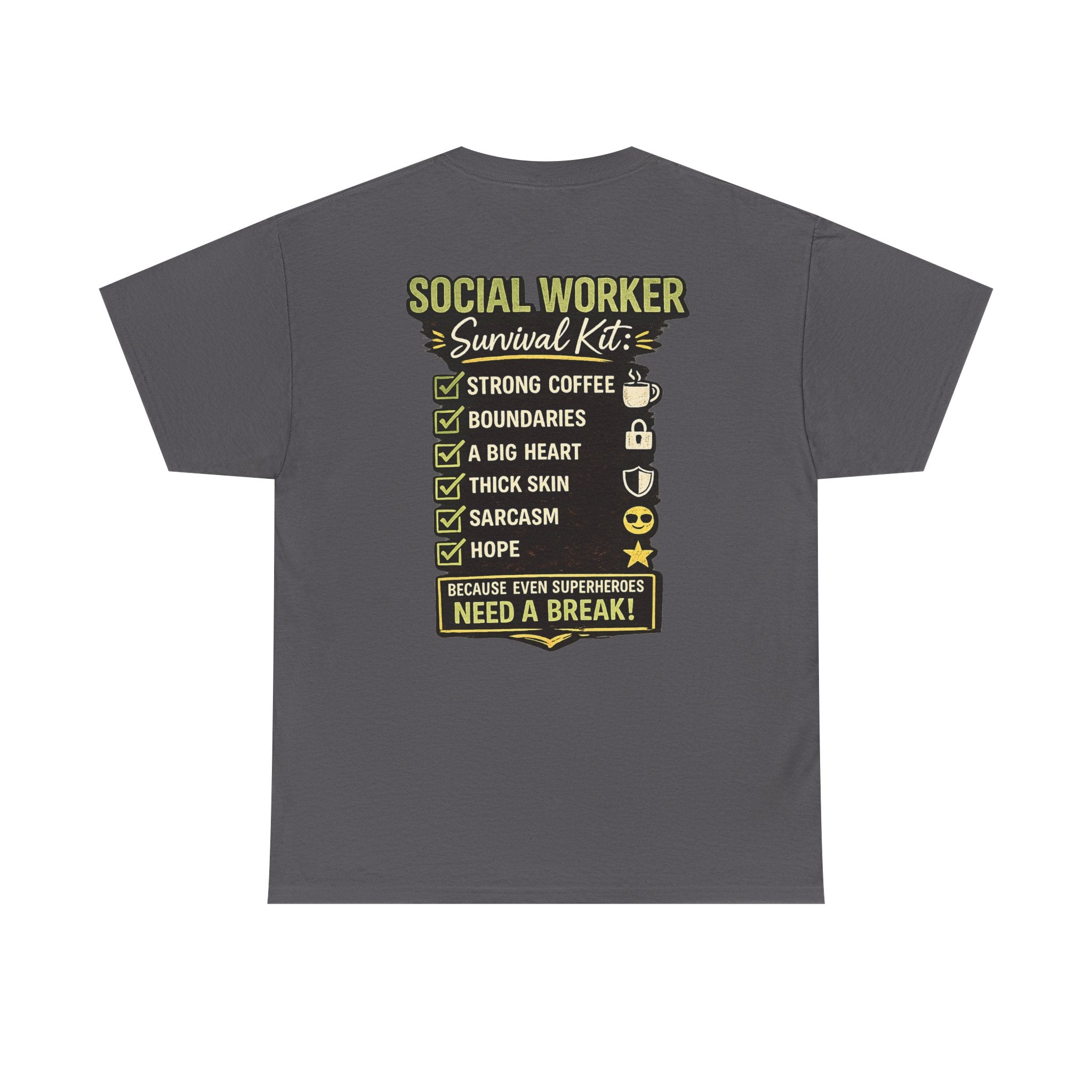 Social Worker T-Shirt – 'Social Worker: Part Detective, Part Therapist' Graphic Tee (Survival Kit Back)