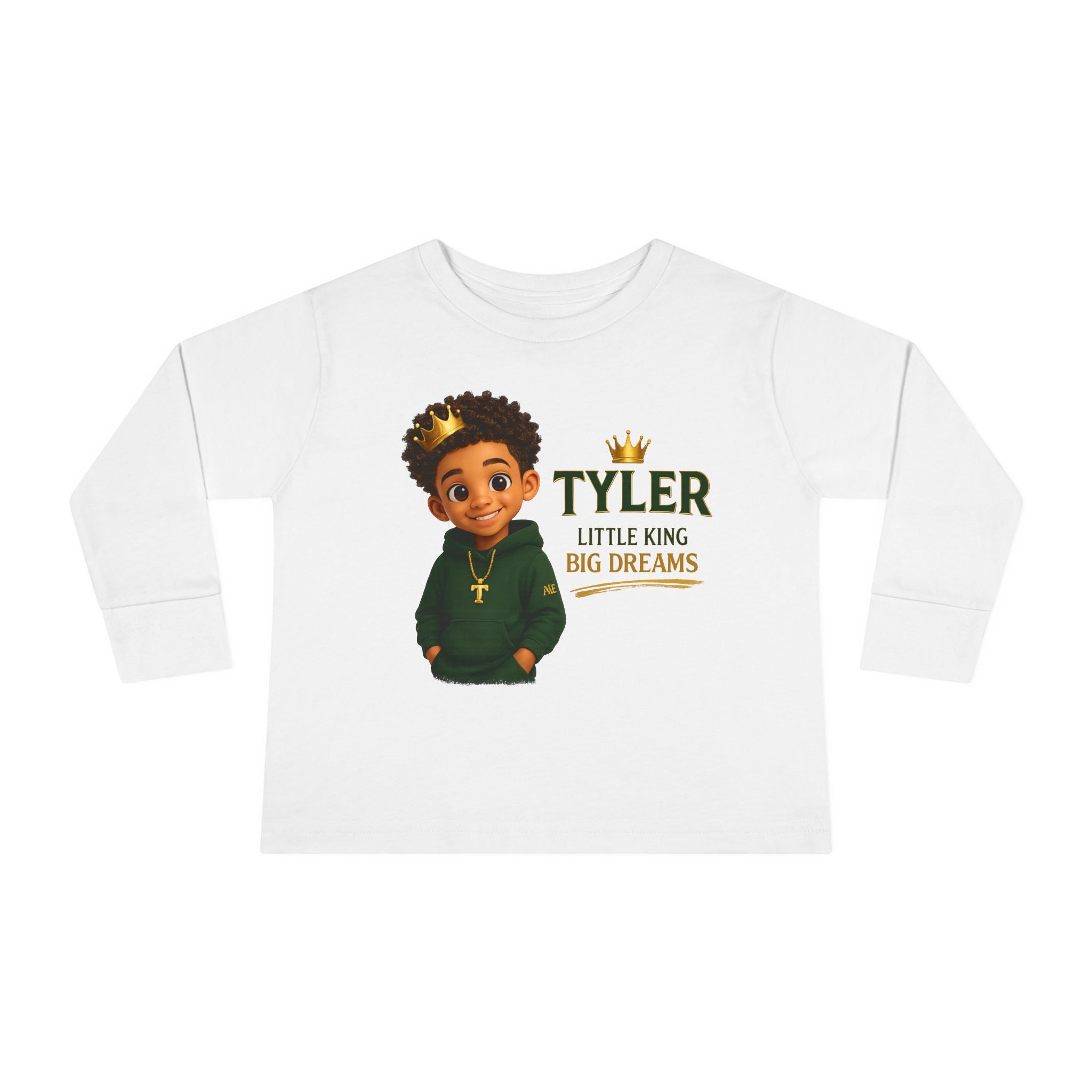 Toddler Tee — "Tyler" Little King Graphic Long Sleeve (Built on Faith, Fueled by Dreams)