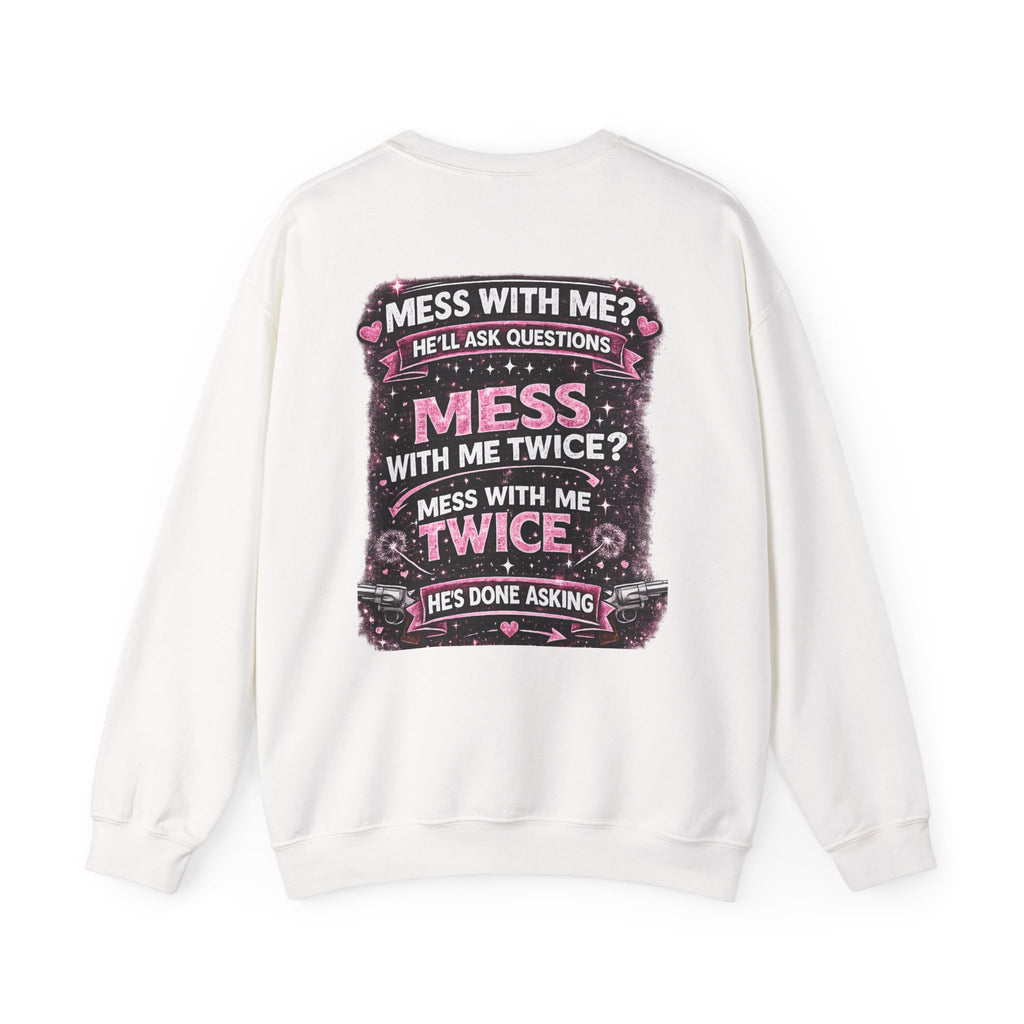 Crewneck Sweatshirt — "Lucky Daughter, Crazy Dad" Pink Graphic Father-Daughter Pullover