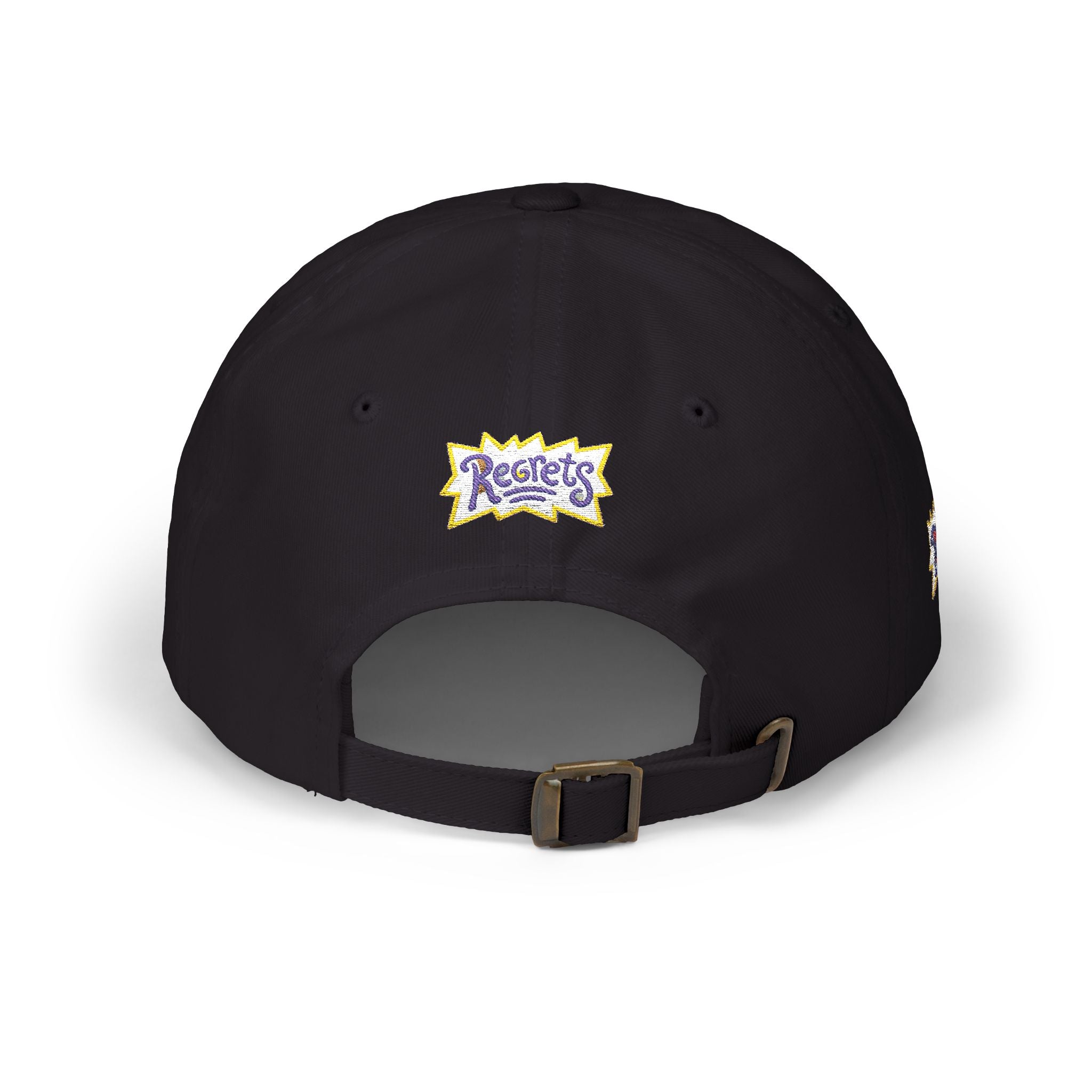 Regrets Embroidered Dad Cap - Retro Funky White Baseball Hat