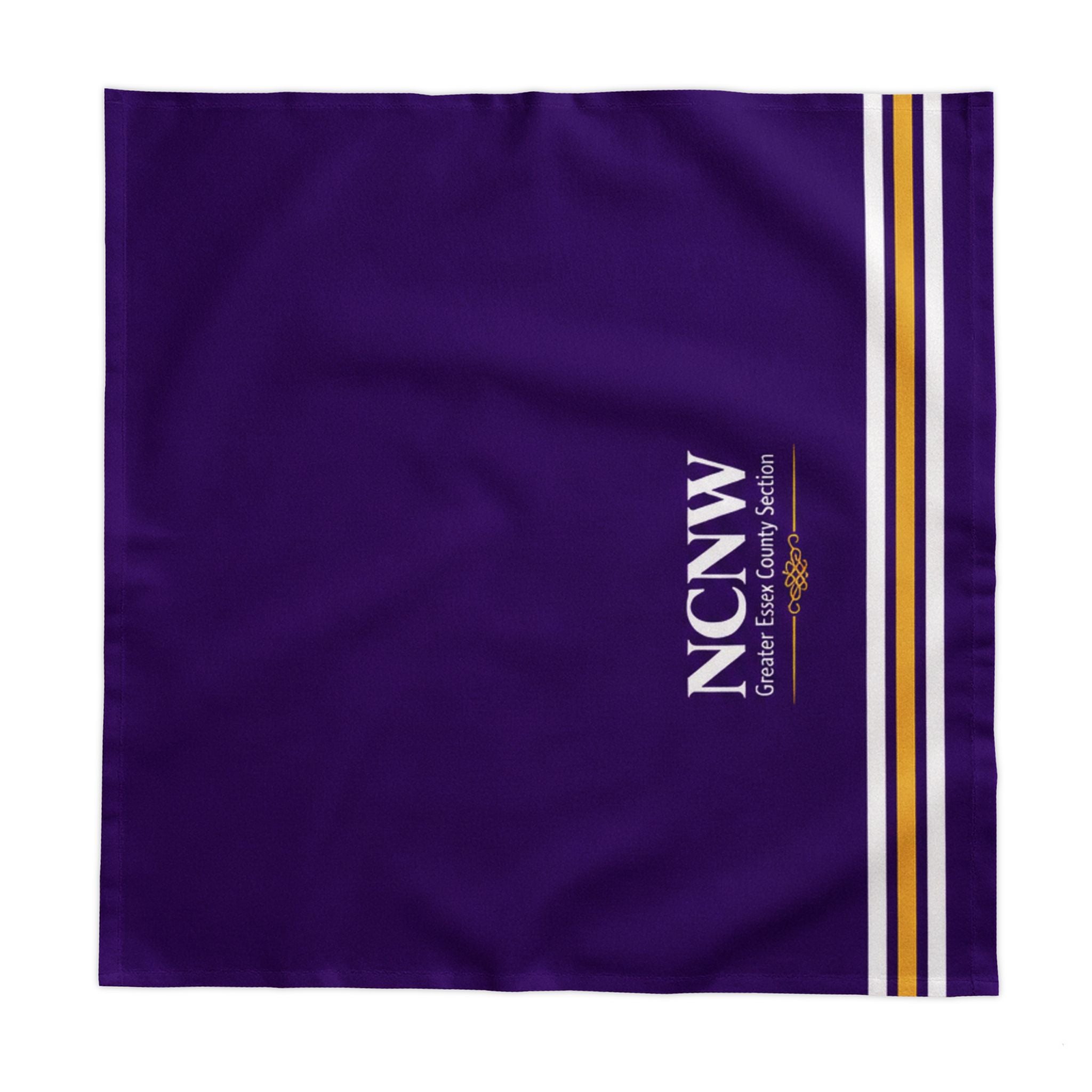 Purple Striped Tablecloth — NCNW Logo Accent Table Linen