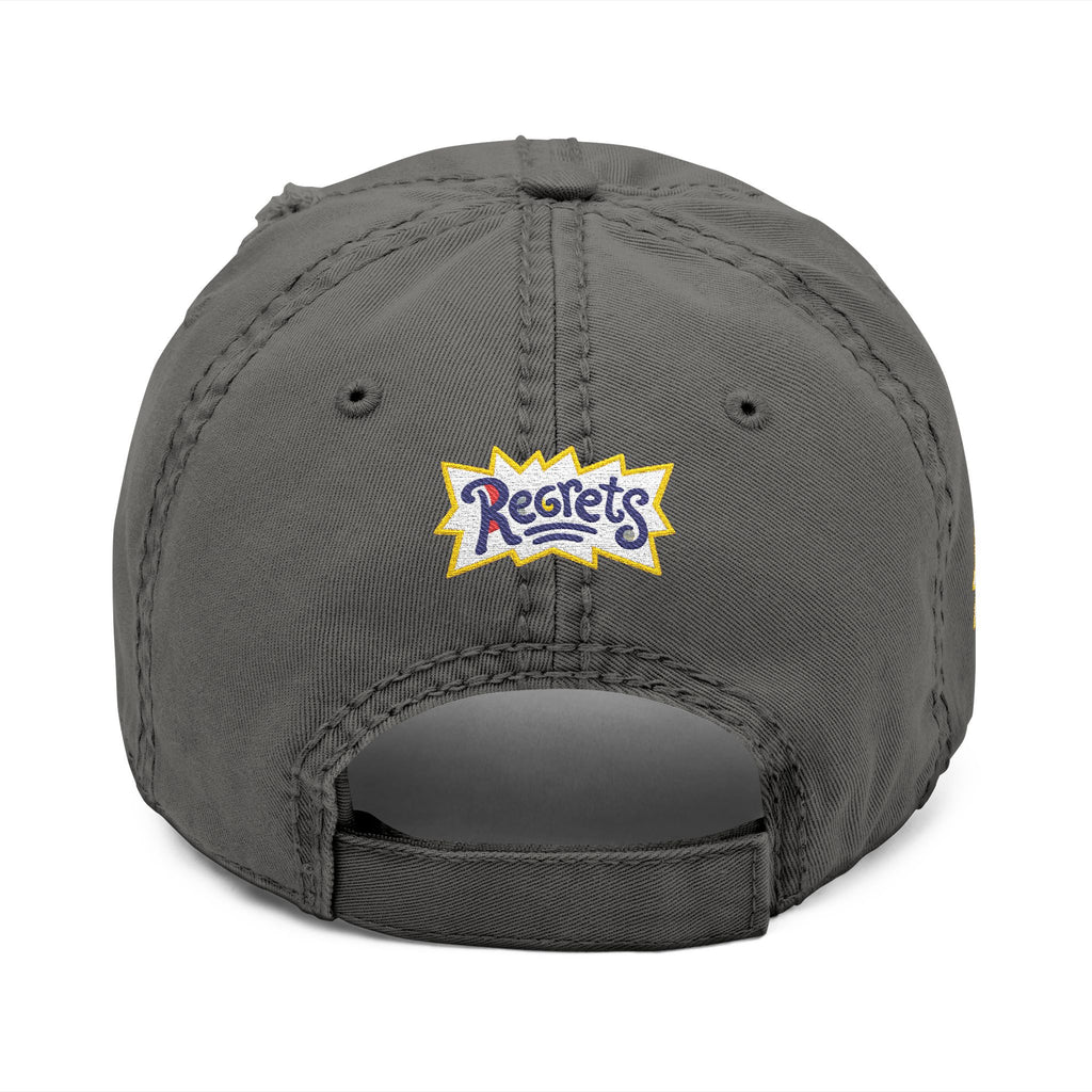 Distressed Embroidered 'Regrets' Dad Hat - Vintage Streetwear Cap