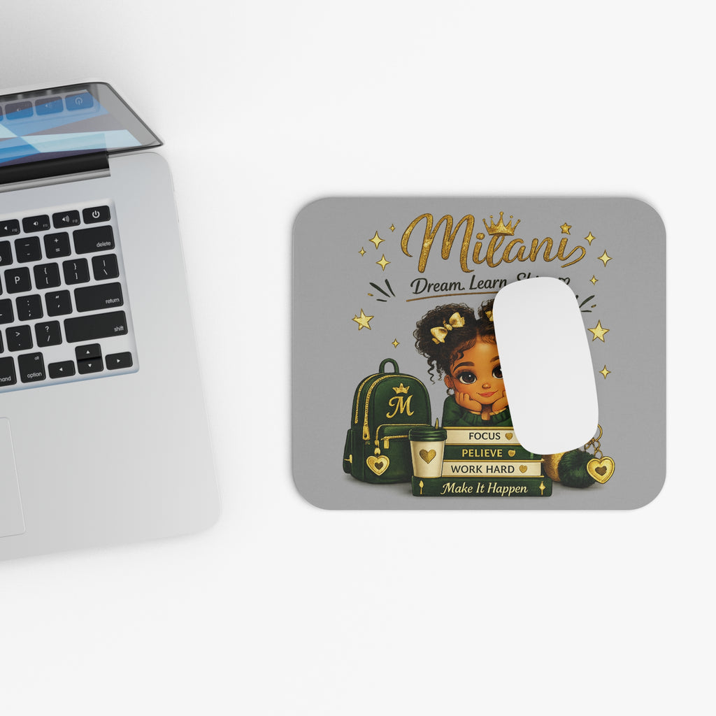 Personalized "Mitani" Girl Desk Mouse Pad — "Dream. Learn. Shine." Back-to-School Gift