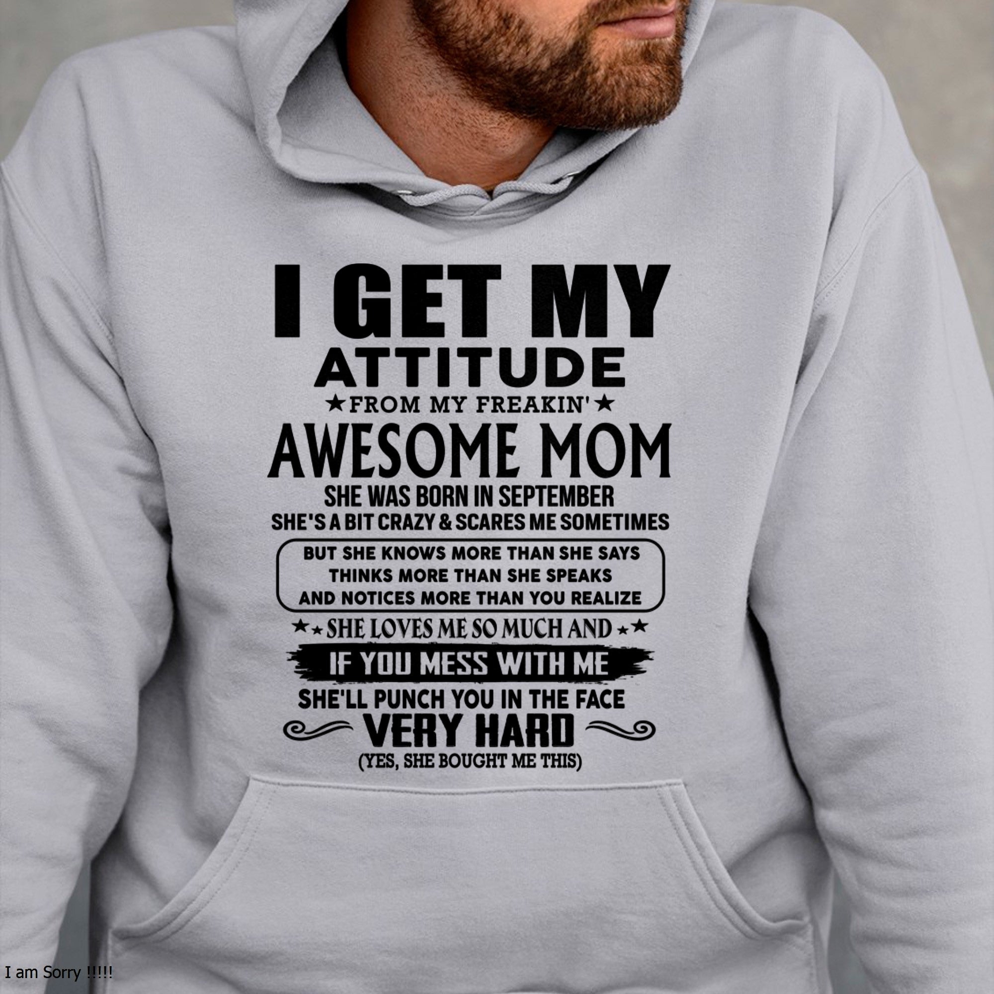 Thanks Mom - I GET MY ATTITUDE FROM MY FREAKIN' AWESOME MOM - Gift for Son and Daughter From Mom - NGHL09 (SKU-TMD-CU-09)