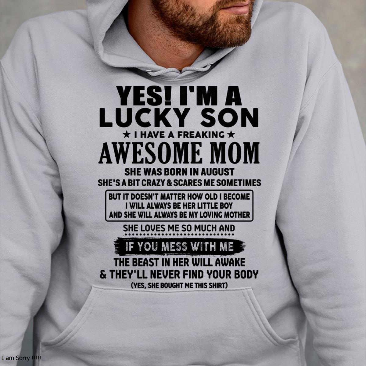 Agosto - Soy un hijo afortunado - Regalo de mamá para hijo - NGHL08 - (SKU-T1206LMS-08)