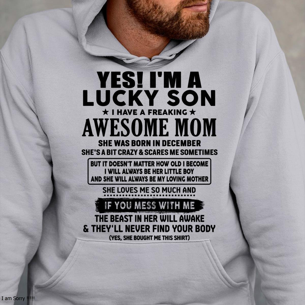 Diciembre - Soy un hijo afortunado - Regalo para hijo de mamá - NGHL12 - (SKU-T1206LMS-12)