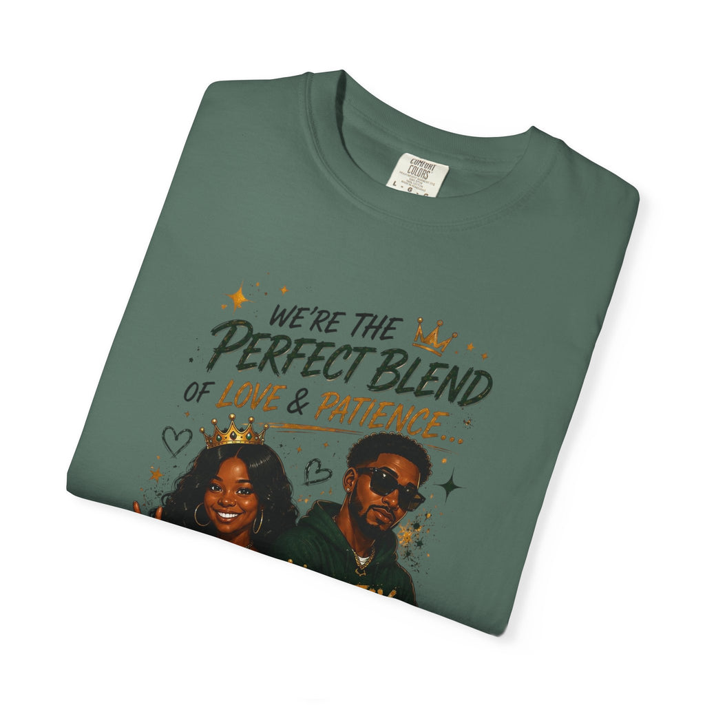 Couples T-Shirt — "Perfect Blend of Love & Patience" Graphic Tee