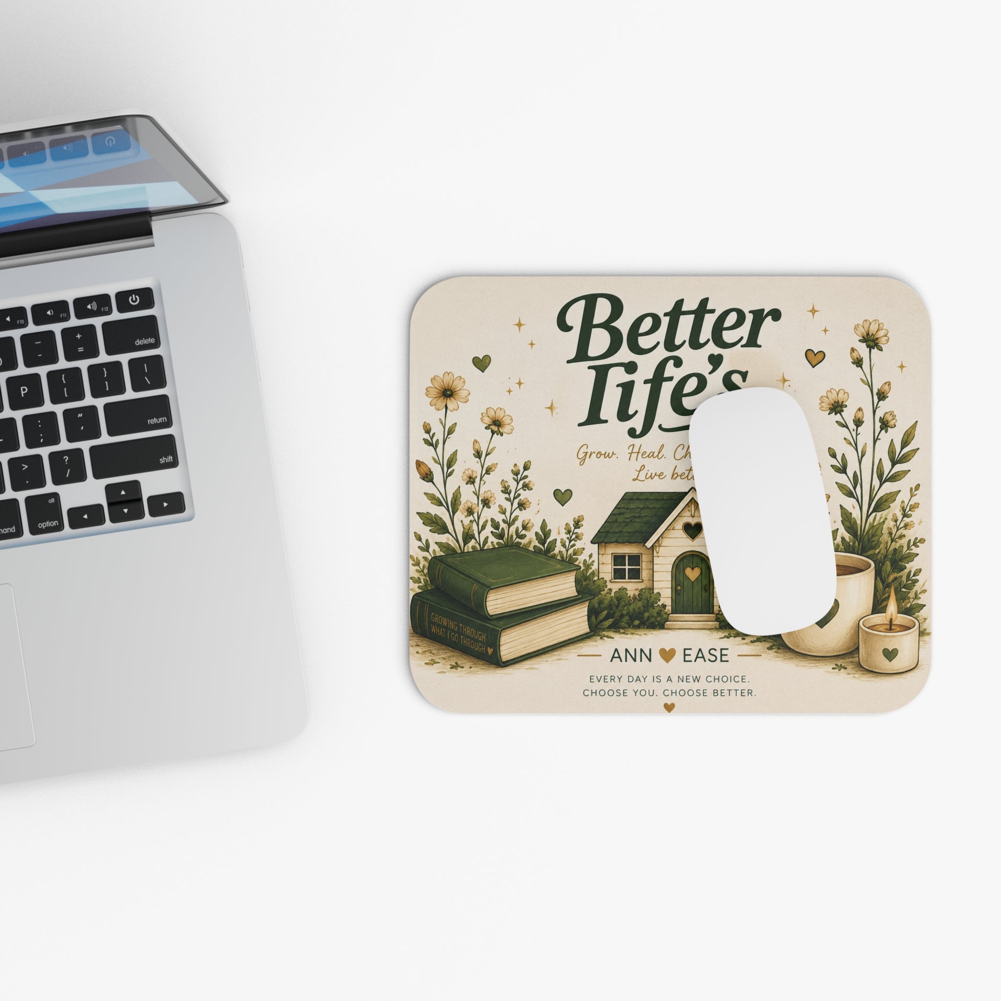 Better Life's Inspirational Mouse Pad — Cozy Home, Books & Coffee Desk Mat