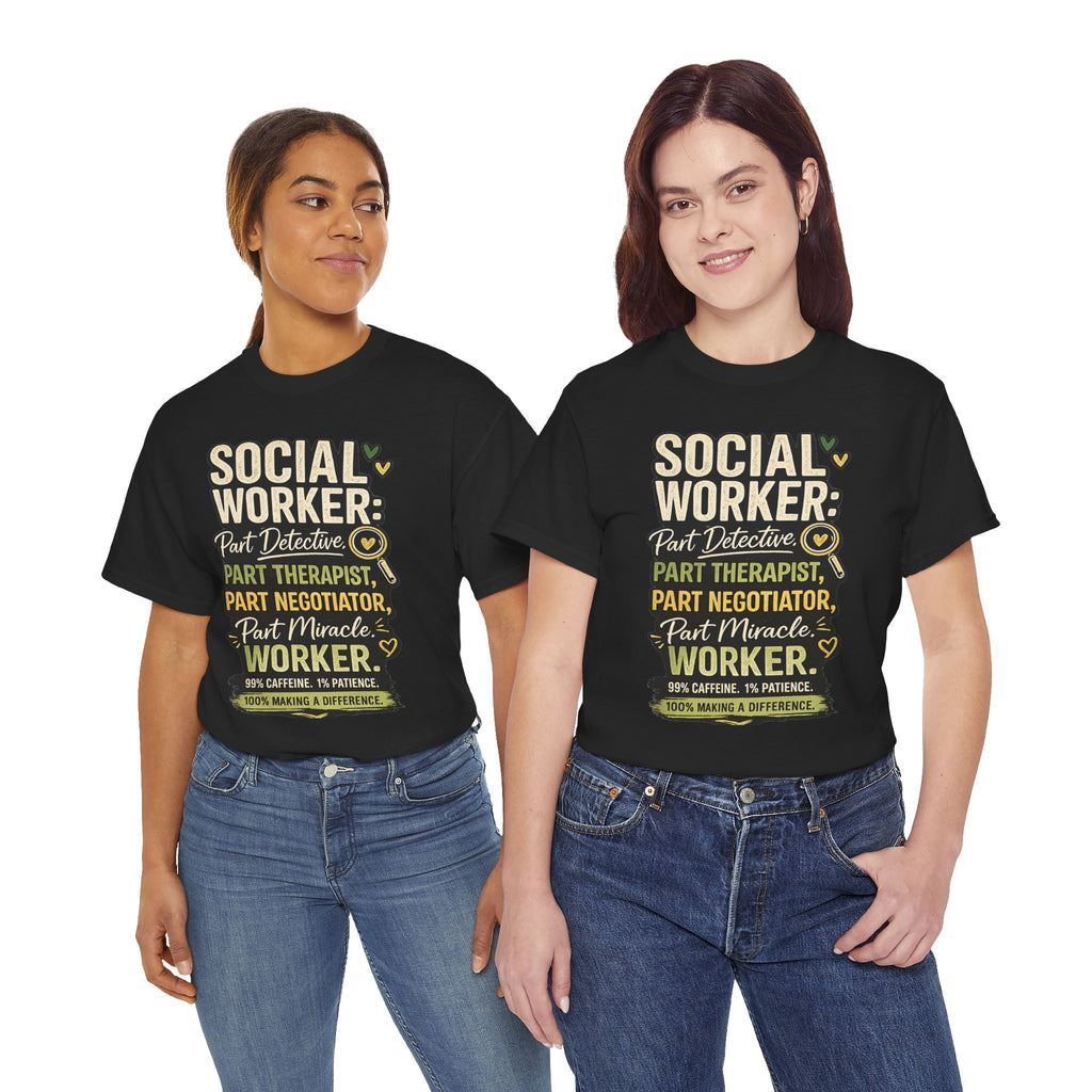 Social Worker T-Shirt – 'Social Worker: Part Detective, Part Therapist' Graphic Tee (Survival Kit Back)
