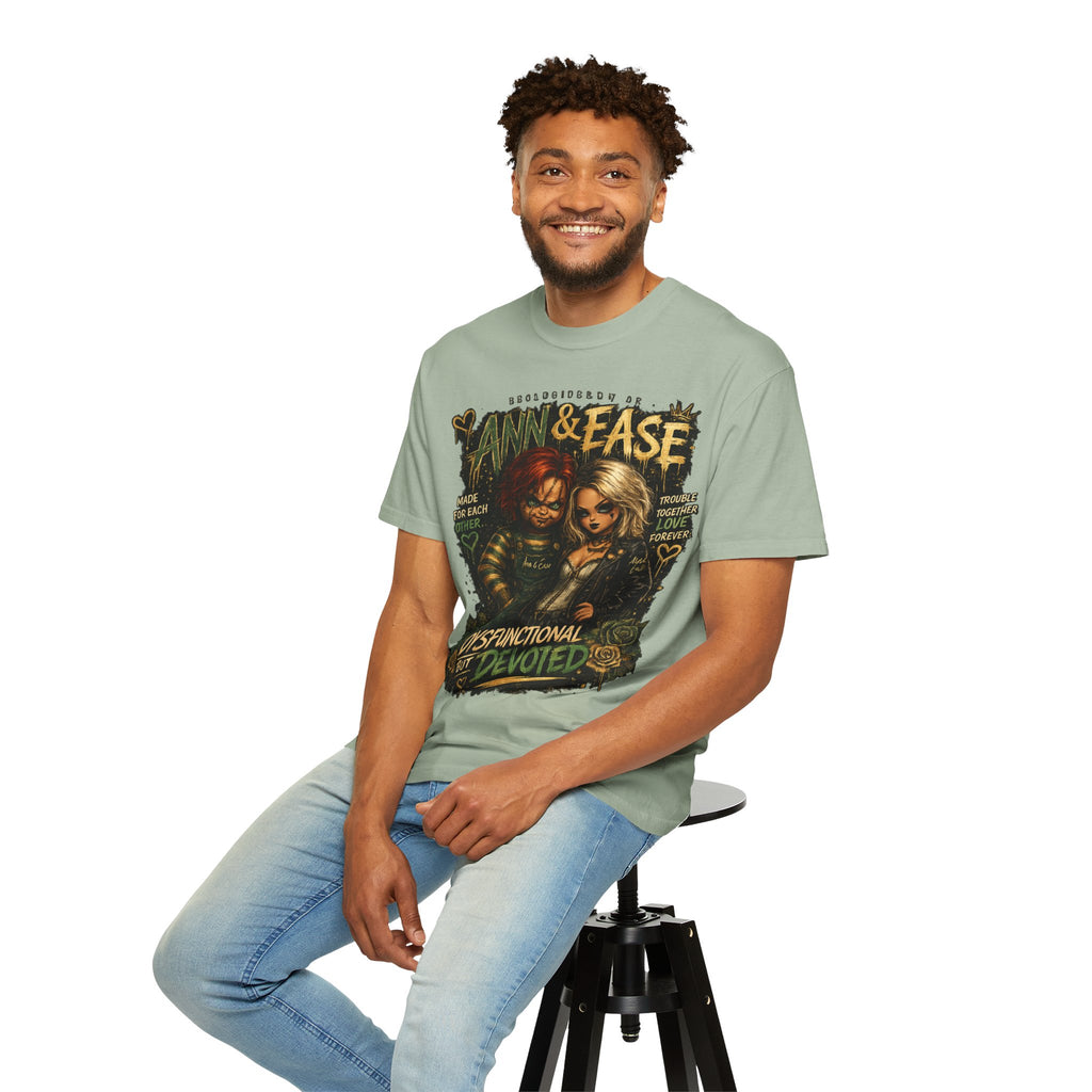 T-Shirt — "Ann & Ease: Dysfunctional But Devoted" Horror Couple Graphic Tee
