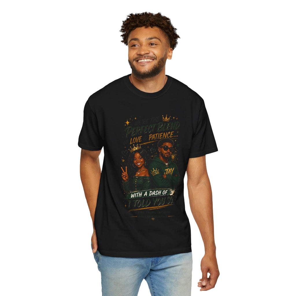 Couples T-Shirt — "Perfect Blend of Love & Patience" Graphic Tee